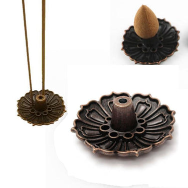 Lotus Shape Metal Plate Incense Burner - 9 Holes for Incense Sticks and Cones-Your Soul Place